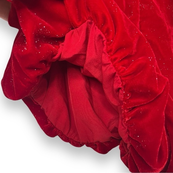 Nana Jacqueline Los Angeles Averi Red Velvet Sparkle Jumpsuit Romper EUC - Picture 5 of 11